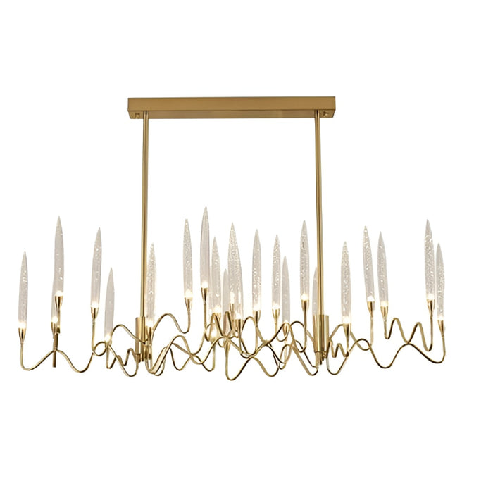 Altare | Icicle-shaped Gold Rectangle Crystal Chandelier White BG 