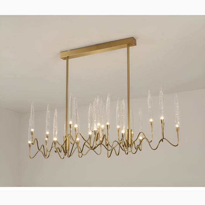 Altare | Icicle-shaped Gold Rectangle Crystal Exclusive Chandelier