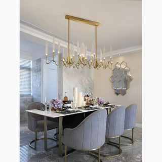 Altare | Icicle-shaped Gold Rectangle Crystal Modern Chandelier