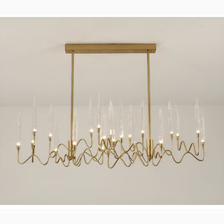 Altare | Icicle-shaped Gold Rectangle Crystal Stylish Chandelier