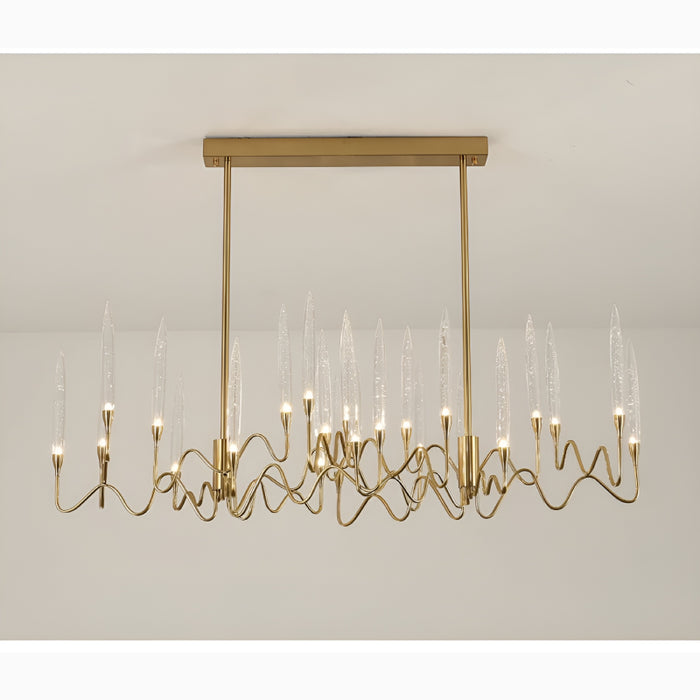 Altare | Icicle-shaped Gold Rectangle Crystal Stylish Chandelier