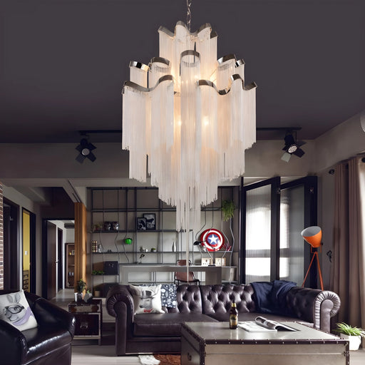 LED|Living|Chandelier|Lamp|Silver|Chain|Pendant|Hanging|Post-modern