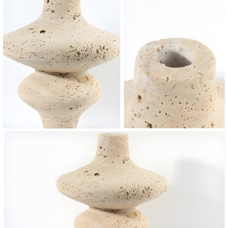 MIRODEMI Sophisticated Beige Stone Vase for Home or Hotel Decor | Ideal for Floral Arrangements | Classic and Rustic Design Accent