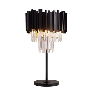 Luxury|Crystal|Elegant|Modern|Nightstand|Table|Lamp|LED|Clear|Smoky|Black