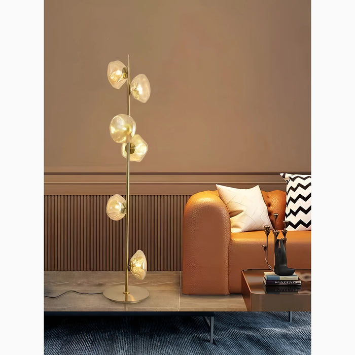 Artistic|Glass|LD|Foor|Table|Modern|Elegant|Luxury|Lamp|Amber|Gold