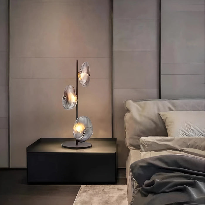 Artistic|Glass|LD|Foor|Table|Modern|Elegant|Luxury|Lamp|Smokey|Black