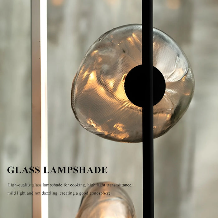 Artistic|Glass|LD|Foor|Table|Modern|Elegant|Luxury|Lamp|Smokey|Black