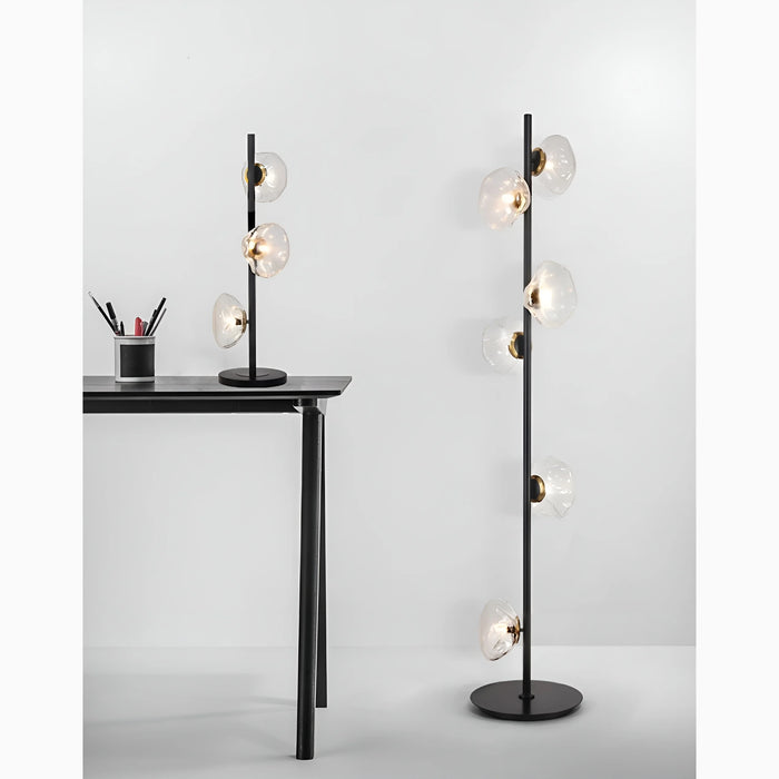 Artistic|Glass|LD|Foor|Table|Modern|Elegant|Luxury|Lamp|Clear|Black