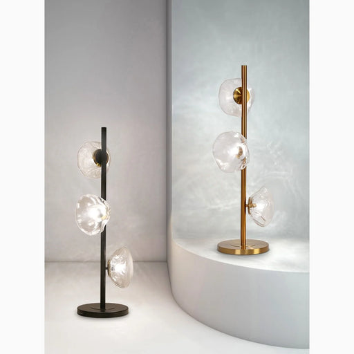 Artistic|Glass|LD|Foor|Table|Modern|Elegant|Luxury|Lamp|Clear|Gold|Black