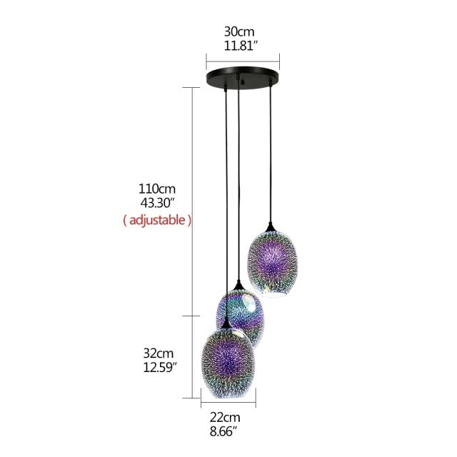 Gourdon 3D Colorful Starry Sky Pendant Lamp