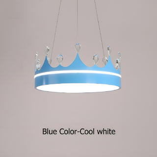 MIRODEMI Baiano | Modern Drum LED Pendant Lights Blue Crown for Kids Room Cool Light