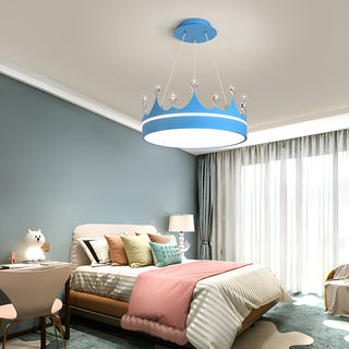 MIRODEMI Baiano | Modern Drum LED Pendant Lights Blue Crown for Kids Room