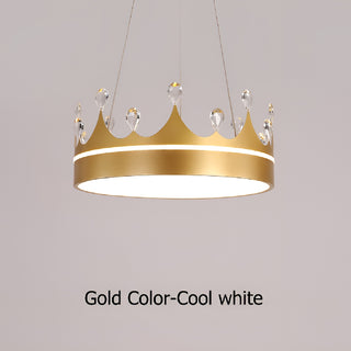 MIRODEMI Baiano | Modern Drum LED Pendant Lights Gold Crown for Kids Room Cool Light