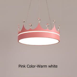 MIRODEMI Baiano | Modern Drum LED Pendant Lights Pink Crown for Kids Room Warm Light