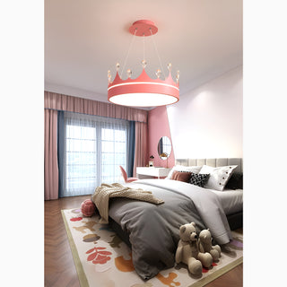 MIRODEMI Baiano | Modern Drum LED Pendant Lights Pink Crown for Kids Room