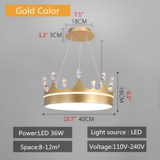 MIRODEMI Baiano | Modern Drum LED Pendant Lights Gold Crown for Kids Room Parameters