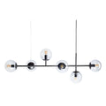 Steel|Black|Hanging|Pendant|LED|Chandelier|Glass|Clear|Luxury