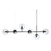 Steel|Black|Hanging|Pendant|LED|Chandelier|Glass|Clear|Luxury