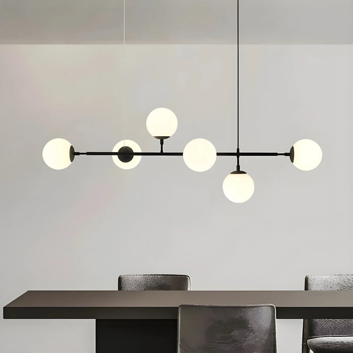 Metal|Steel|Black|Milky|Glass|Ball|Lighting|Fixture|Hanging|Pendant|Office|Kitchen