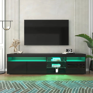 Black|Minimalistic|TV Stand|Glass|RGB Backlight