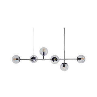 Luxury|Elegant|Smoky|Black|Glass|Steel|Lighting|Fixture|LED|Hanging