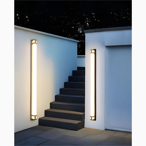 MIRODEMI Black/Gold Outdoor Waterproof LED Long Wall Lamp for Garden, Villa, Porch | luxury outdoor lighting | 