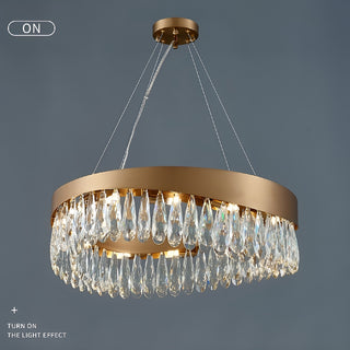 MIRODEMI Borgio Verezzi | Gold Crystal Сurve Hanging Light Fixture for Living Room Light On