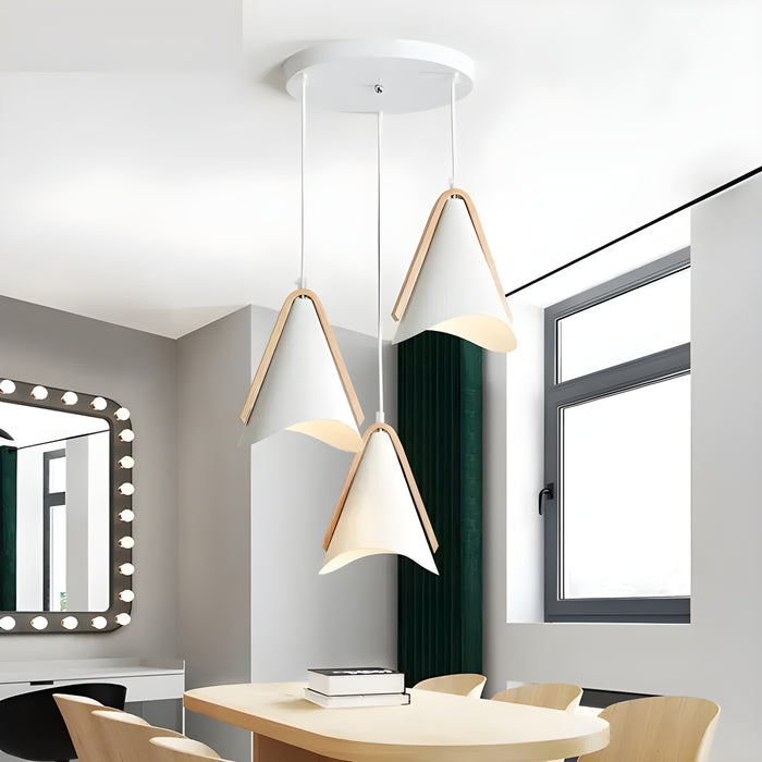 MIRODEMI Breil-sur-Roya Scandinavian Style White Metal and Wooden LED Pendant Chandelier For Modern Living Room Decor