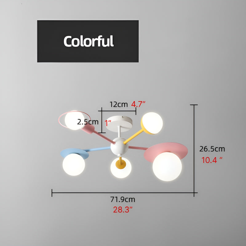 Colorful kids ceiling light in warm 3000K light for bedroom