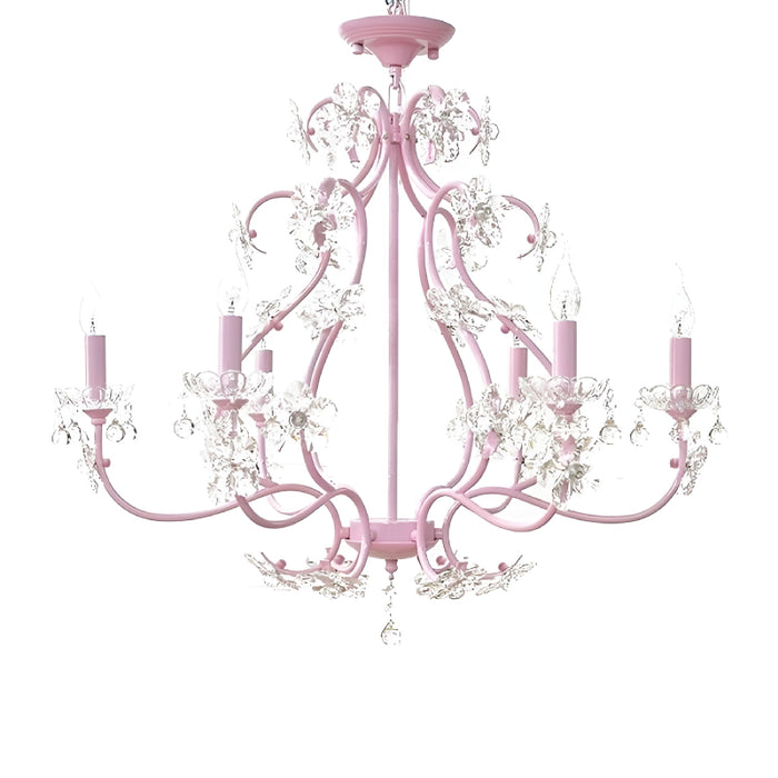 Cadeo | Pink Royal Metal Chandelier With Crystal Lights