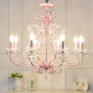 Cadeo | Pink Royal Metal Chandelier With Crystal Lights