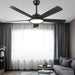 Ceiling Black LED Fans for Home with Wooden Blades and Remote Control | 52"