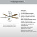 Ceiling LED Fans for Home with Wooden Blades and Remote Control | 52" Parameters