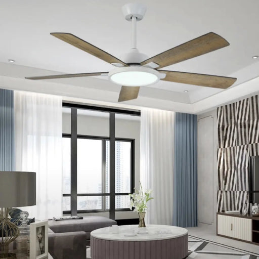 Ceiling Light LED Fans for Home with Wooden Blades and Remote Control | 52"