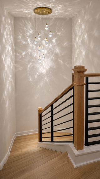 Private House, Schaumburg, IL - chandelier over staircase