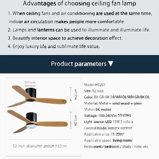 Baressa | 52" Ceiling Lighting Fan with Remote Control