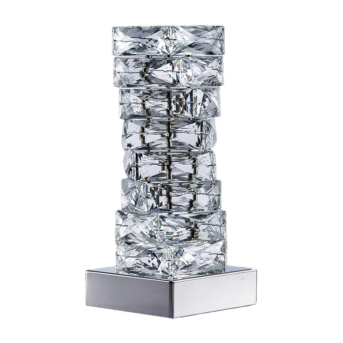 Crystal|Steel|Table|Lamp|Chrome|Bedside|Living|Bedroom|LED|Elegant|Luxury