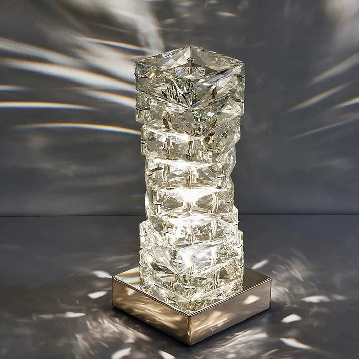 Crystal|Steel|Table|Lamp|Chrome|Bedside|Living|Bedroom|LED|Elegant|Luxury