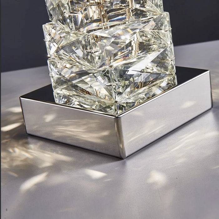 Crystal|Steel|Table|Lamp|Chrome|Bedside|Living|Bedroom|LED|Elegant|Luxury