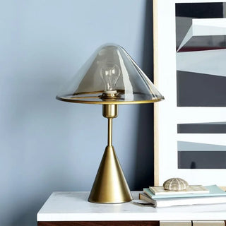 Table|Lamp|Bedside|Cabinet|Clear|Glass|Mushroom|Amber