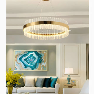 Round|Crystal|Gold|LED-Chandelier-Living|Bedroom|Dining|Hanging|Pendant