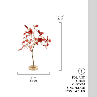 Red night stand| Lamp in the shape of rose tree|Luxury|Elegant home decor