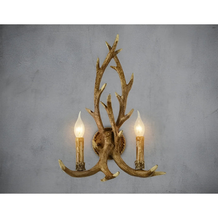 Creative|Antlers|Restaurant|Wood|Retro|White|Wall|Sconce