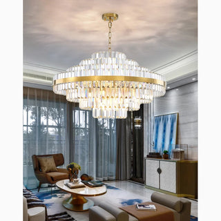 Crystal|Steel|Luxury|Large|Round|Gold|LED|Hanging|Chandelier|Chic|Modern|Mater|Bedroom|Dining|Room|