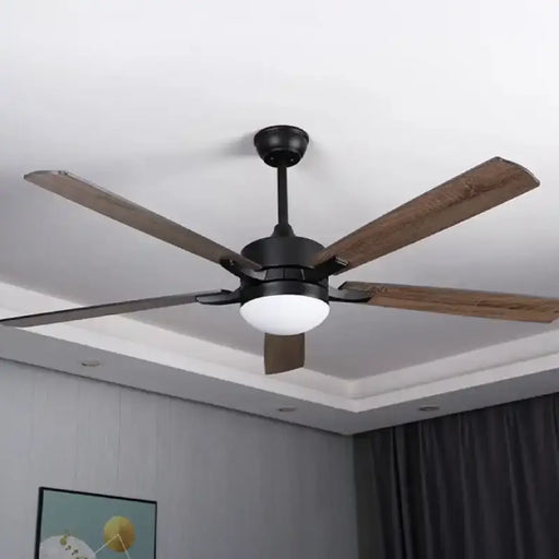 66" Decorative LED White Wooden Ceiling Fan with Remote Control