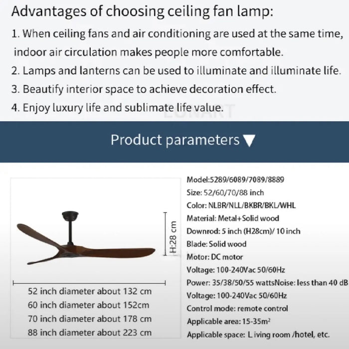 Decorative Led Light Black Ceiling Fan With Remote Control | 42"| Parameters