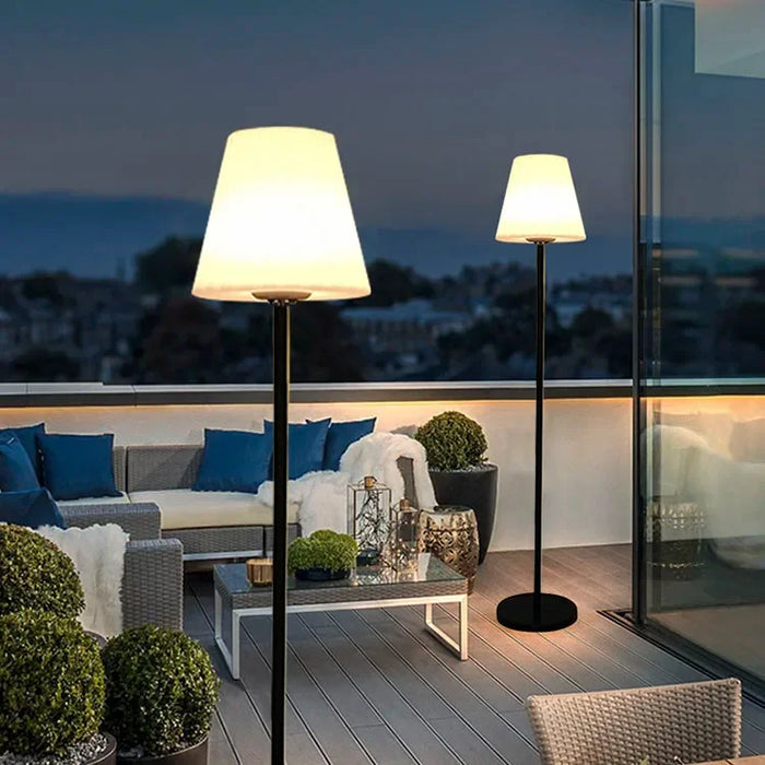 Classic White Solar-Powered Outdoor Floor Lamp