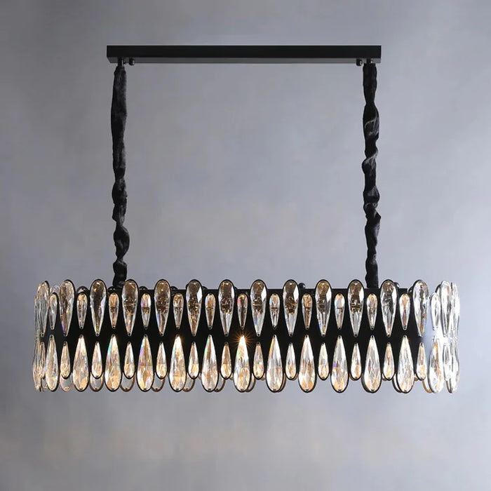 Zocca| Black Crystal Ceiling Chandelier for Dining Room