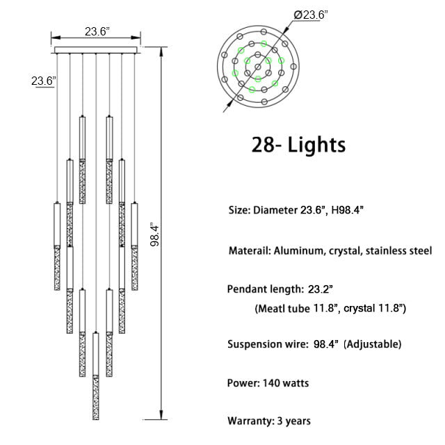 Manarola | Long LED Spiral Chandelier