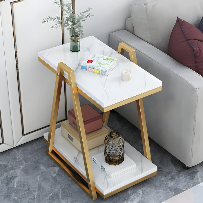 MIRODEMI Double Side Coffee Table with Storage Made of Iron and Marble image | luxury furniture | unique coffee table | coffee table 